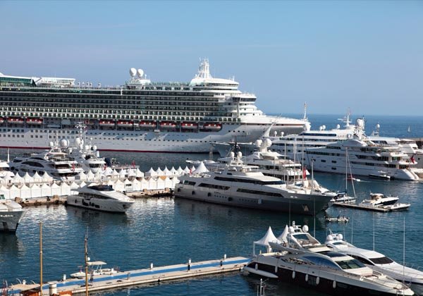 Cruise ships docked at the pier
